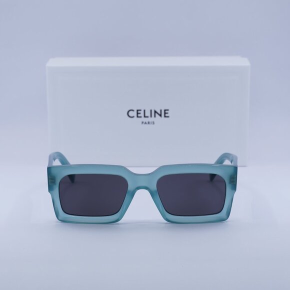Celine CL40280U 93A Square Sunglasses - Lime Transparent/Smoke main image 9